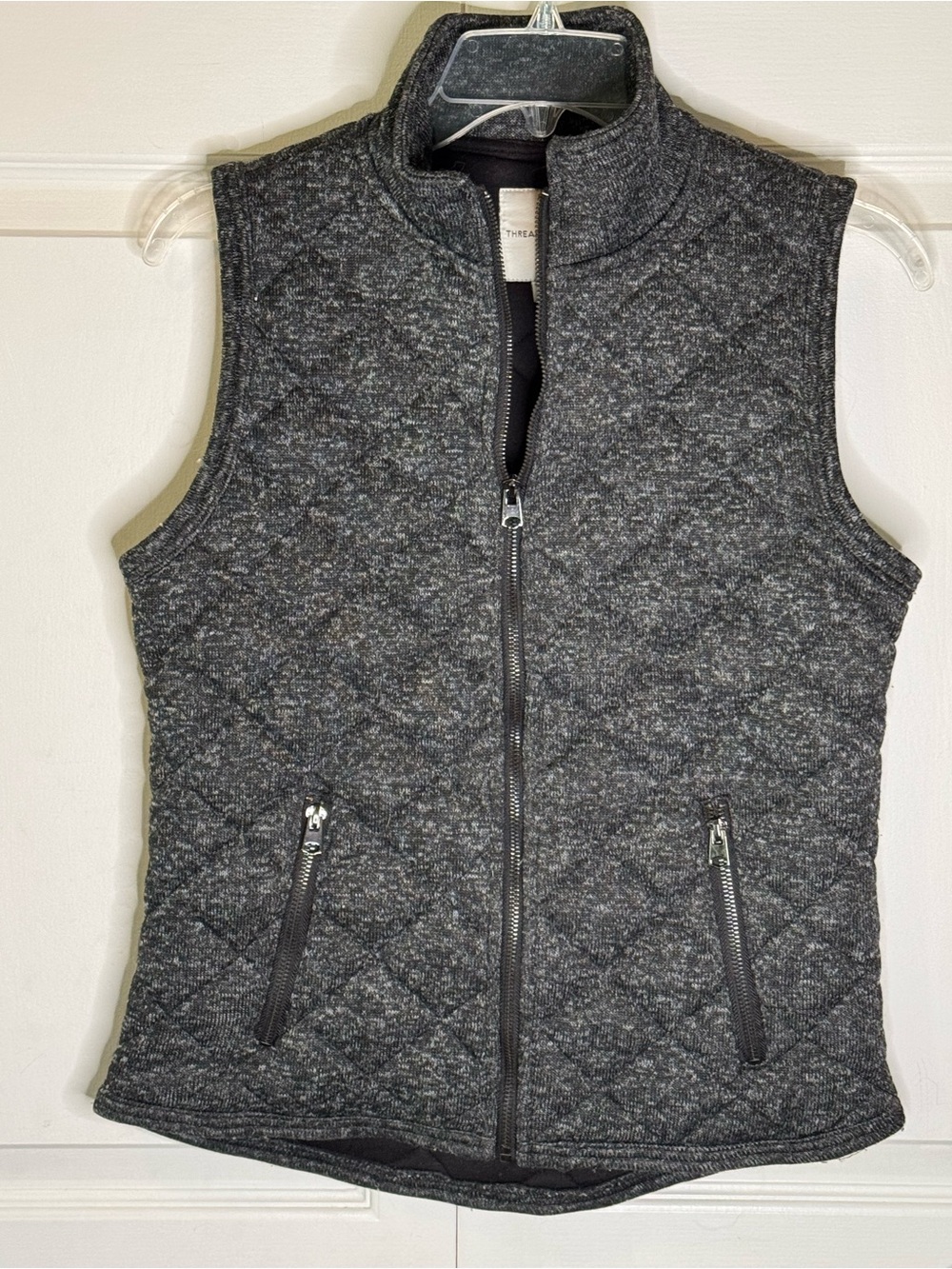 Thread & Supply Quilted Charcoal Gray Sleeveless Vest